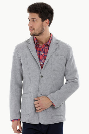 Cotton Fleece Blazer with 3 Buttons