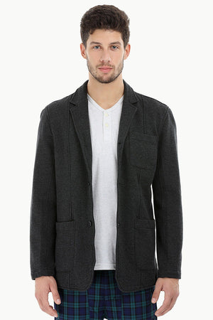 Cotton Fleece Blazer with 3 Buttons