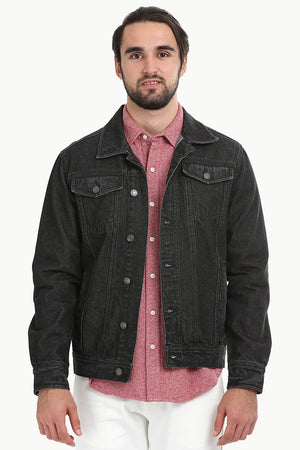 Buttoned Black Denim Jacket