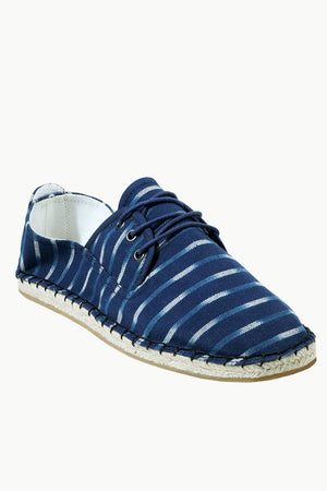 Men's Blue Jacquard Lace-up Espadrilles