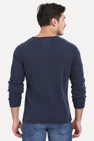 Solid Ribbed Heather Crew
