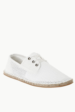 Lace Up White Mesh Espadrilles