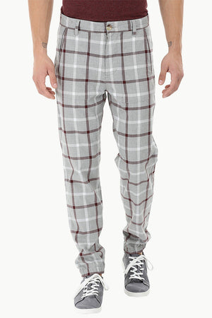 Lightweight Plaid Cuff Jogger Pants