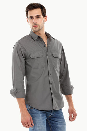 Men's Casual Trolley Grey Shirt