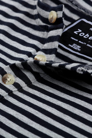 Men's Knit Navy /Grey Stripe Henley Sweatshirt