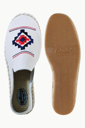 Mens Oatmeal Aztec Embroidered Espadrilles