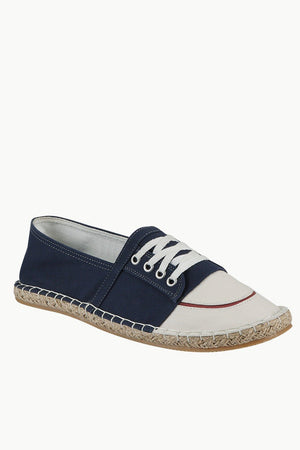 Mock Lace Up Navy Espadrilles