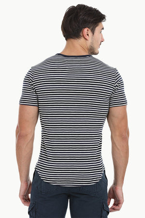 Striped Henley With Oval Bottom