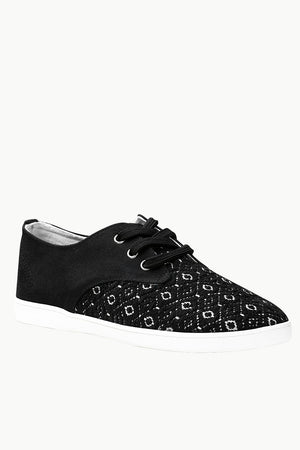 Print Block Lace Up Plimsolls