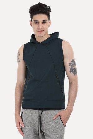 Stretch Cotton Poly Blend Sleeveless Performance Wear Hoodie