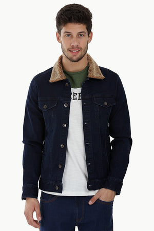 Sherpa Collar Indigo Denim Jacket