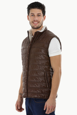 Sleeveless Quilted Jacket with Sherpa Lining