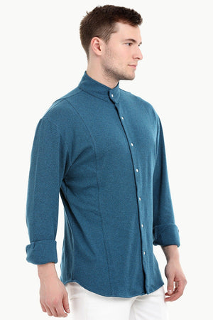 Mens Snap Button Knit Sky Blue Shirt
