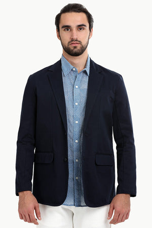 Solid Navy Unlined Casual Blazer