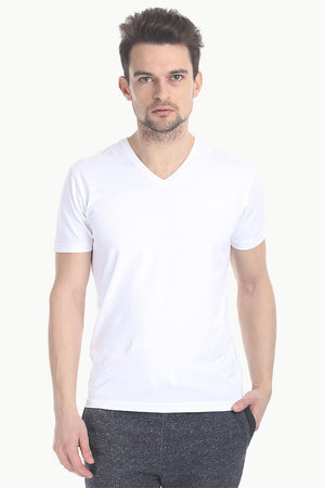 V Neck Slight Stretch Solid T- Shirt