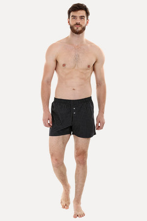 Woven Black Check Boxer Shorts