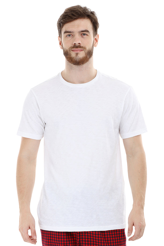Mens Knit White Solid Tee