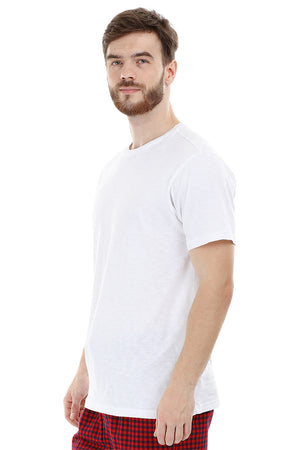 Mens Knit White Solid Tee