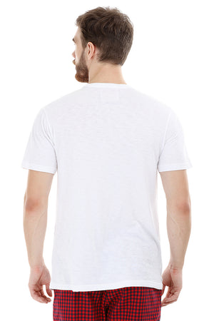 Mens Knit White Solid Tee
