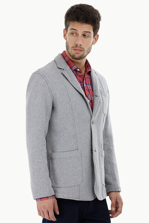 Cotton Fleece Blazer with 3 Buttons