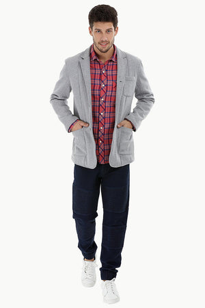 Cotton Fleece Blazer with 3 Buttons