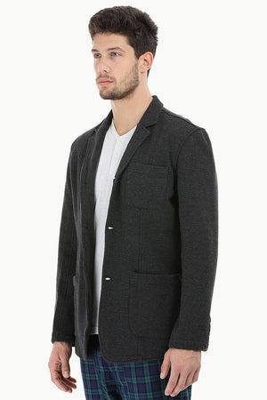 Cotton Fleece Blazer with 3 Buttons
