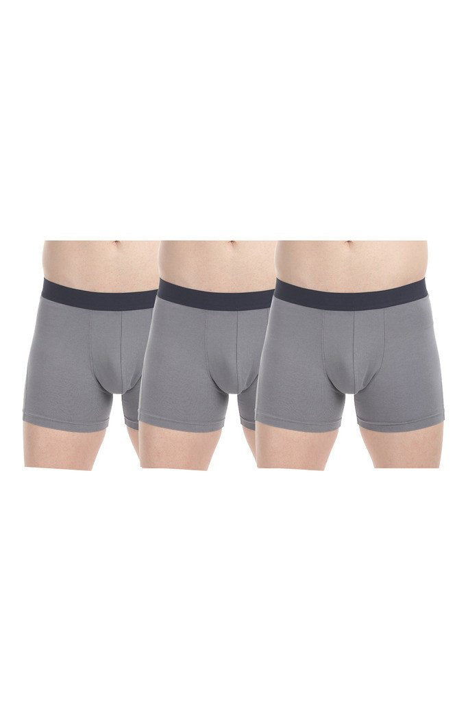 Buy Online Solid Grey Cotton Boxer Briefs- Pack of 3 for Men Online at ...