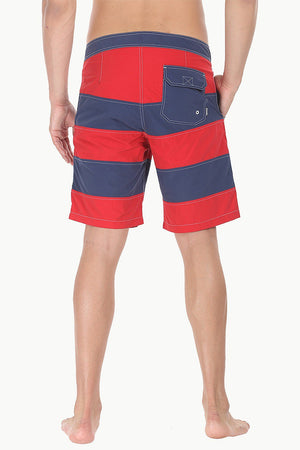 Dual Stripe Swim Shorts With Waistband And Drawstring