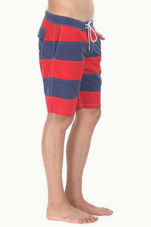 Dual Stripe Swim Shorts With Waistband And Drawstring