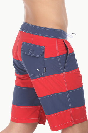 Dual Stripe Swim Shorts With Waistband And Drawstring