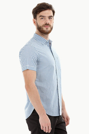 Baby Blue Gingham Check Shirt