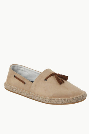 Beige Suede Tassel Espadrilles