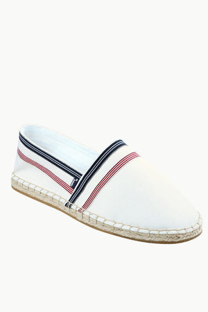 Men's White Stripe Canvas Espadrilles