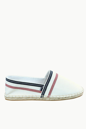 Men's White Stripe Canvas Espadrilles