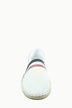 Men's White Stripe Canvas Espadrilles