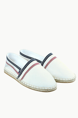 Men's White Stripe Canvas Espadrilles