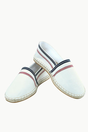 Men's White Stripe Canvas Espadrilles