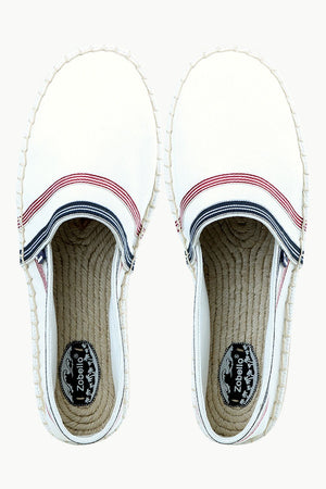 Men's White Stripe Canvas Espadrilles
