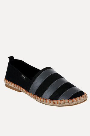 Black And Grey Stripe Espadrilles