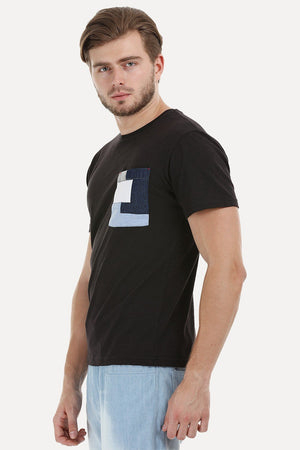 Black Contrast Pocket T-Shirt