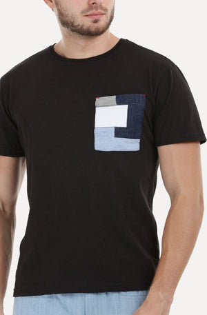 Black Contrast Pocket T-Shirt