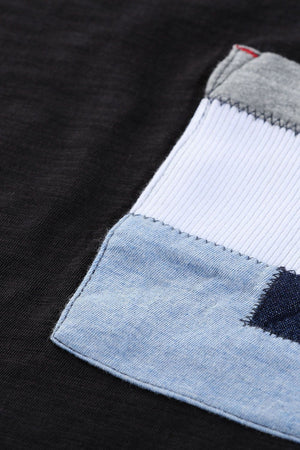 Black Contrast Pocket T-Shirt