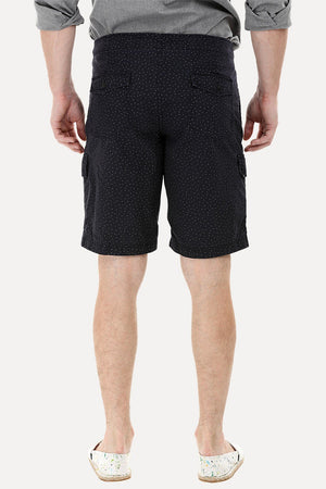 Black Printed Cargo Shorts