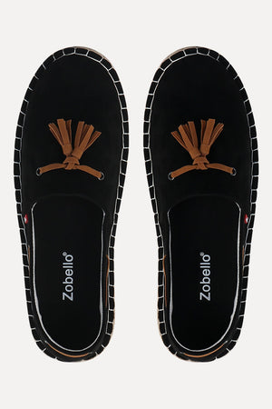 Black Suede Tassel Espadrilles