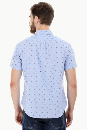 Blue Printed Oxford Summer Shirt