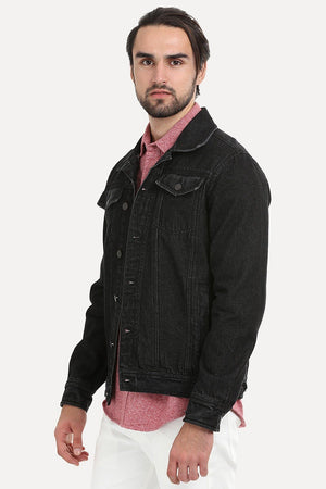 Buttoned Black Denim Jacket