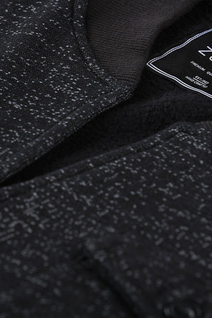 Buttoned Fleece Heather Black Jacket