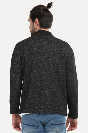 Buttoned Fleece Heather Black Jacket