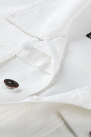 Buttoned White Denim Jacket