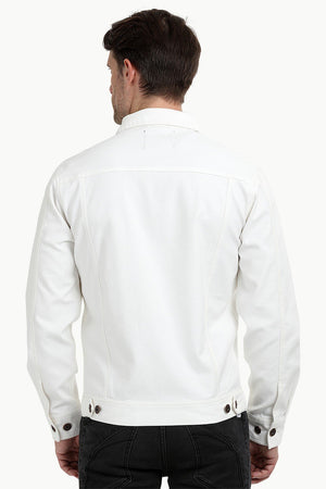 Buttoned White Denim Jacket